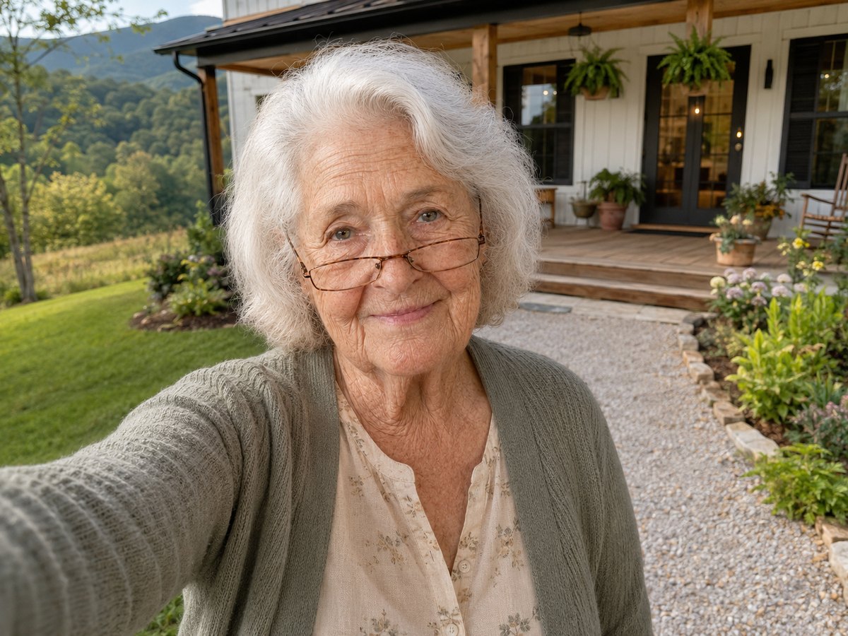 Annie Hemingway outside her Blue Ridge farmhouse